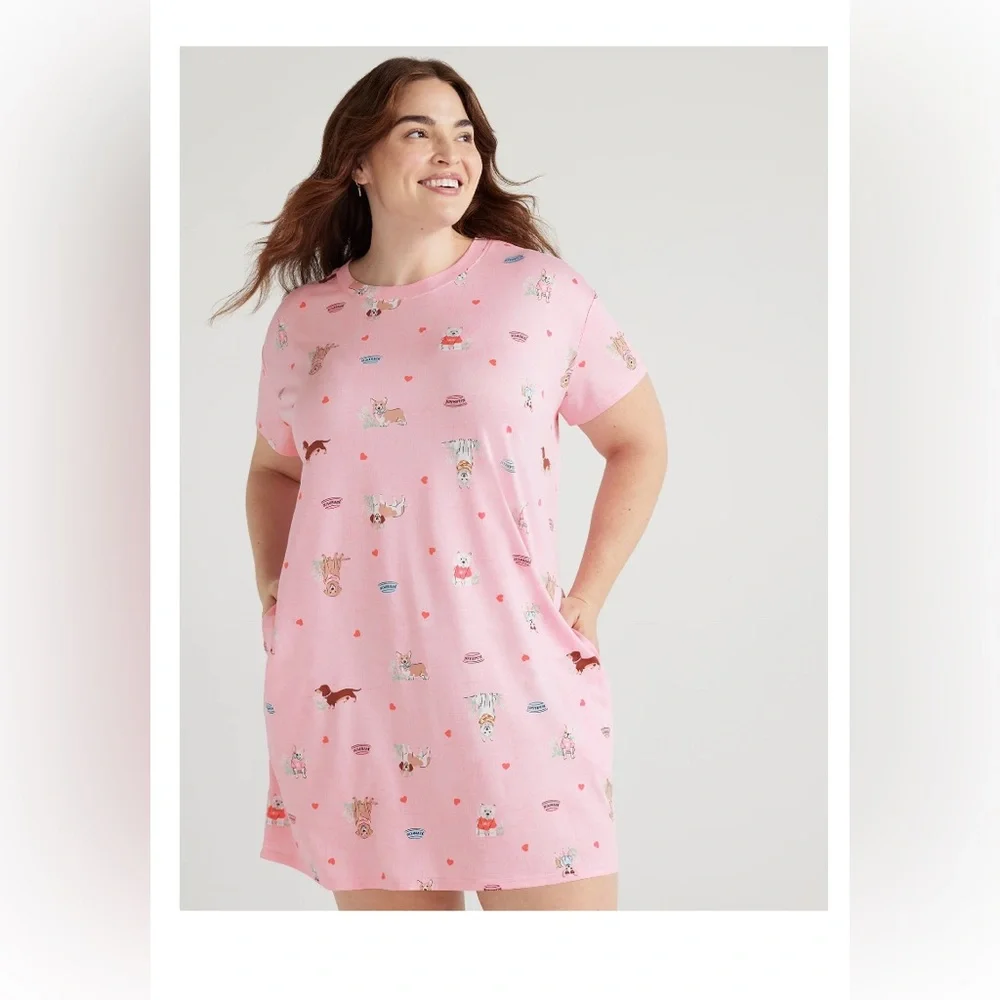 Pink Women's Chemise with Fun Print - Picture 2 of 4